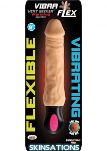 Skinsations Vibra Flex Heat Seeker Warming Dildo Flesh 8 Inch