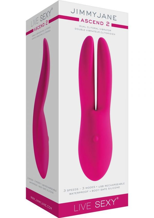 JimmyJane Live Sexy Ascend 2 Dual Clitoral Silicone USB Rechargeable Vibrator Waterproof Pink 6 Inch