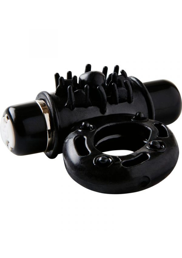 Bullet Ring 7 Function Silicone Rechargeable C Ring Waterproof Black