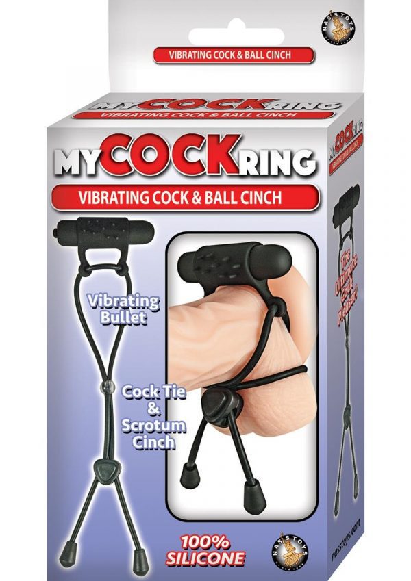 Vibrating bullet and Cock Tie and Scrotum Cinch Waterproof Black