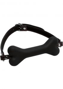 Master Series Hound Adjustable Dog Bone Silicone Gag Black