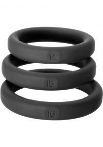 Perfect Fit Xact-Fit Silicone Ring Kit SM - MD 3 Pack - Black