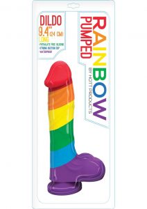 Pumped Rainbow Silicone Realistic Dildo With Balls 9 Inch