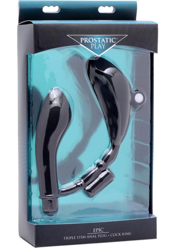 Prostatic Play Epic Triple Stim Anal Plug And Cock Ring Black