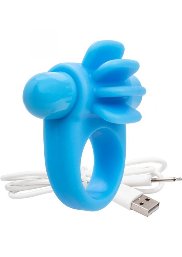 Charged Skooch Rechargeable Vibe Silicone Cock Ring Waterproof Blue