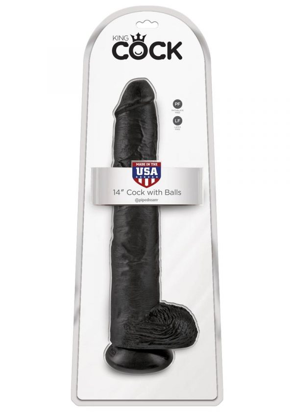 King Cock Realistic Dildo With Balls Black 14 inch