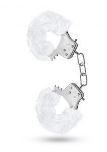 Temptasia Plush Fur Cuffs Adjustable Furry Hand Cuffs Stainless Steel With Keys White