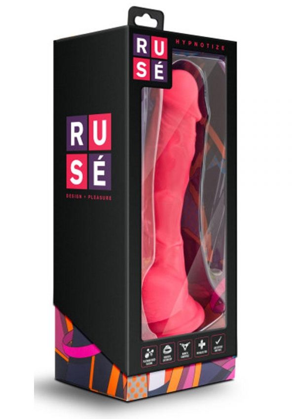 Ruse Hypnotize Silicone Dildo With Balls Cerise 7.5 Inch