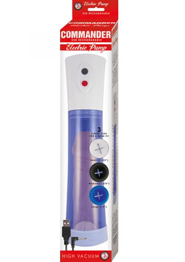 Commander USB Rechargeable Electric Pump Blue 11.5 Inch