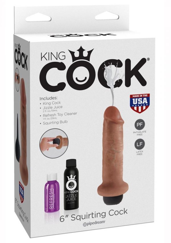 King Cock Squirting Cock With Balls Kits Tan 6 Inches