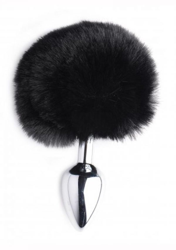 Tailz Onyx Bunny Tail Anal Plug Black 4.2 Inches