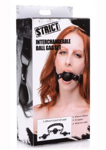 Strict Silicone Interchangeable Ball Gag Set Black