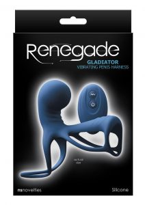 Renegade Gladiator Silicone Vibrating Penis Harness - Blue