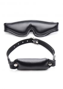Strict Padded Blindfold and Gag Set Bondage Adjustable Black