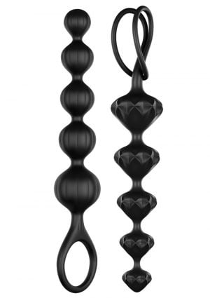 Satisfyer Beads Silicone Anal Beads Black 2 Each Per Set