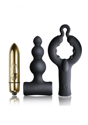 Silhouette Be Mine Set Bullet With Silicone Attachments Waterproof Gold And Black
