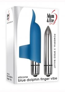Adam andamp; Eve Silicone Blue Dolphin Finger Vibe - Blue/Silver