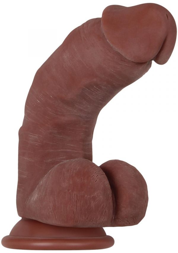 Real Supple Girthy Poseable Dildo With Balls 8.5in - Chocolate