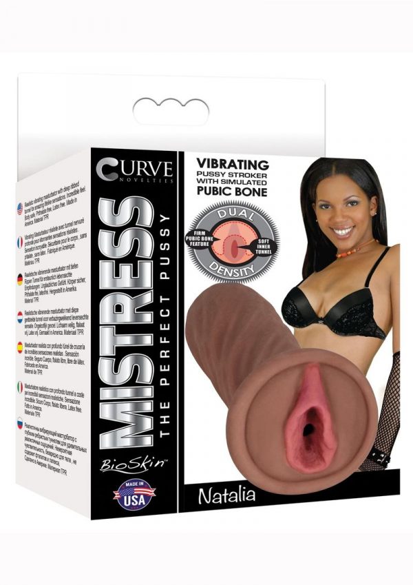 Mistress Natalia Vibrating BioSkin Dual Density Stroker - Pussy - Chocolate