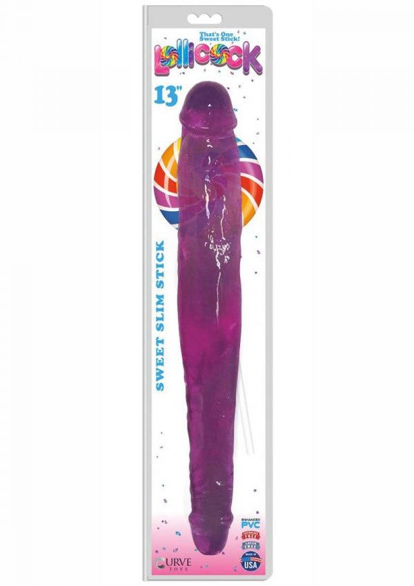 Lollicock Sweet Slim Stick Double Dildo 13in - Grape