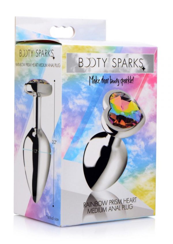 Booty Sparks Rainbow Prism Heart Anal Plug - Medium