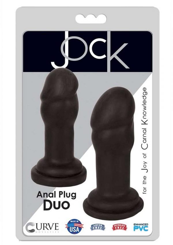 Jock Anal Plug Duo Penis Heads - Black