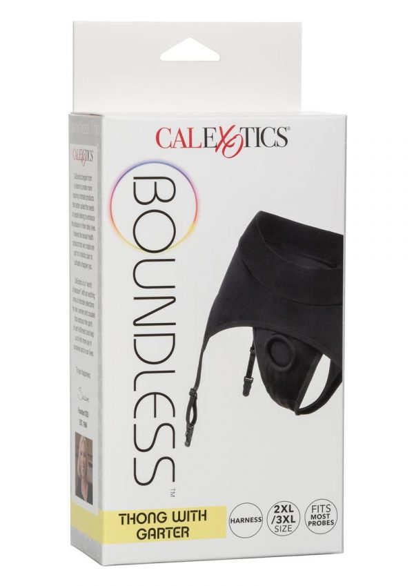 Boundless Thong With Garter Harness - 2XL/3XL - Black