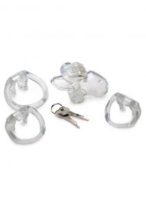 Master Series Clear Captor Chastity Cage With Keys - Small - Clear