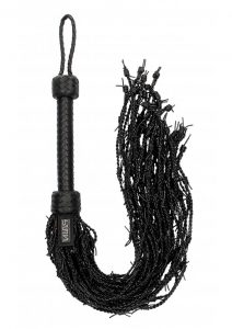 Ouch! Pain Leather Barbed Wire Flogger - Black