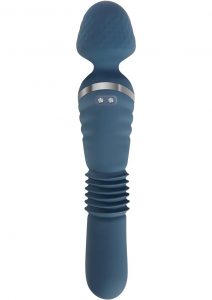Adam andamp; Eve Dual Ended Thrusting Wand Rechargeable Silicone Vibrator - Teal