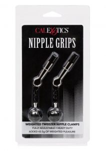 Nipple Grips Weighted Tweezer Nipple Clamps - Silver/Black