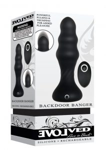 Backdoor Banger Silicone Rechargeable Anal Vibrator With Remote Control - Black