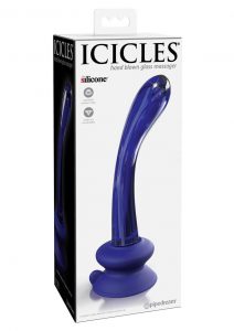 Icicles No 89 Glass G-Spot Wand With Bendable Silicone Suction Cup - Blue