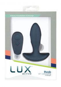 LUX Active Throb Silicone Rechargeable Anal Pulsating Massager With Remote Control 4.5in - Blue