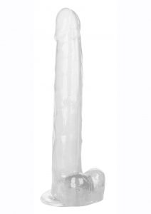 Size Queen Dildo with Balls 12in - Clear