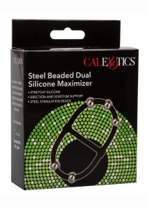 Steel Beaded Dual Silicone Maximizer Cock Ring - Black