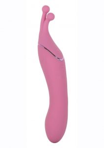 Tempt and Tease Kiss Rechargeable Silicone Vibrator with Clitoral Stimulator - Pink