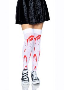 Leg Avenue Bloody Zombie Thigh High - O/S - White/Red