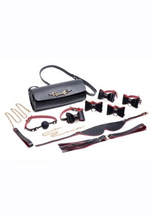 Master Series Black and Red Bow Bondage Set with Carrying Case