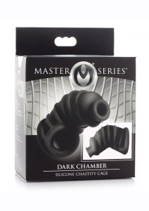Master Series Dark Chamber Silicone Chastity Cage - Black