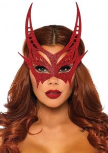 Leg Avenue Glitter Devil Mask - O/S - Red