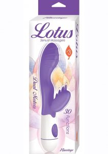 Lotus Sensual Massager #3 Silicone Rabbit Vibrator - Purple/White