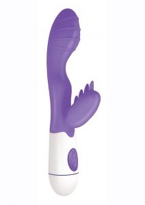 Lotus Sensual Massager #3 Silicone Rabbit Vibrator - Purple/White