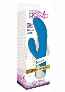 Gossip Diana 20x Rippled Silicone Rabbit Vibrator - Blue