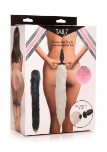 Tailz Silicone Anal Plug and 3 Interchangeable Tails Set - Assorted Colors