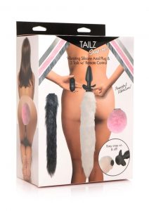 Tailz Vibrating Rechargeable Silicone Anal Plug and 3 Tails with Remote Control Set - Assorted Colors