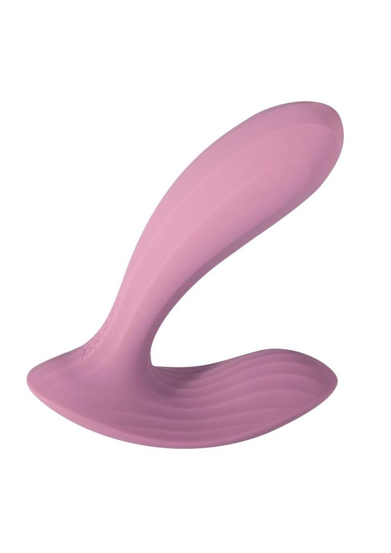 Svakom Erica Rechargeable Silicone App Compatible Dual Vibrator with Clitoral Stimulator and Remote - Romantic Rose Pink