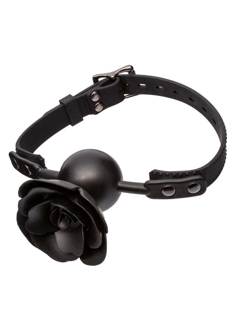 Forbidden Silicone Removable Rose Gag - Black