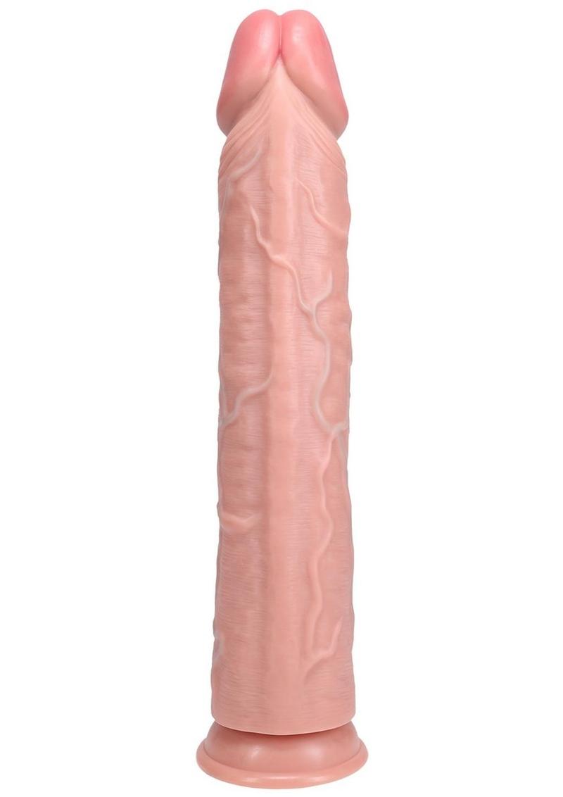 RealRock Ultra Realistic Skin Extra Large Straight Dildo with Suction Cup 14in - Vanilla