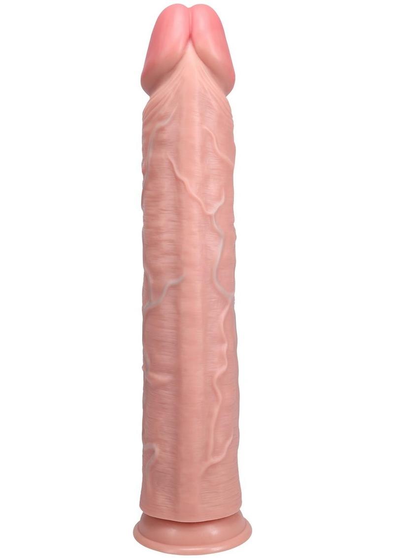 RealRock Ultra Realistic Skin Extra Large Straight Dildo with Suction Cup 15in - Vanilla